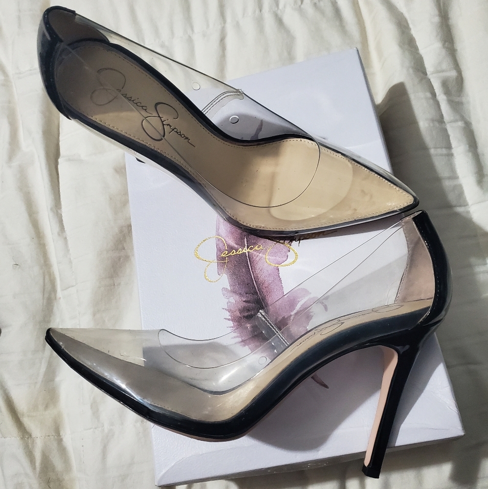 Very sexy and classy clear/black pumps